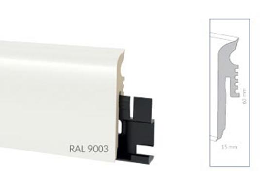Sockelleiste 60mm Vigo | Weiß RAL 9003 | flexibel | Dichtlippen