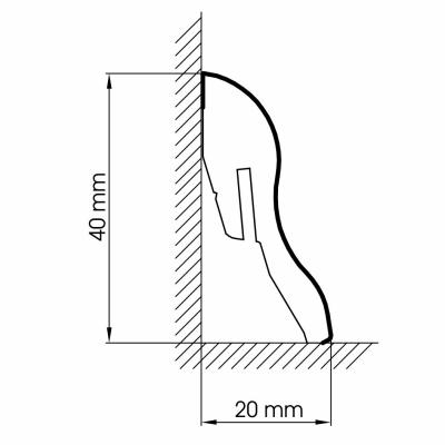 Pinie Grau - Sockelleiste 40mm Classic