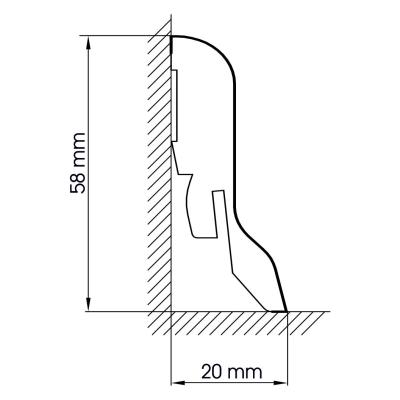 Nussbaum hell - Sockelleiste 58mm Classic