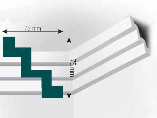 Stuckleiste | Zierprofil | Mod. M 10 | 75 x 75 mm | 2,0m Länge