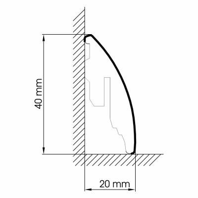 Nussbaum dunkel - Sockelleiste 40mm Softline