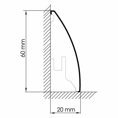 Schwarz - Sockelleiste 60mm Softline