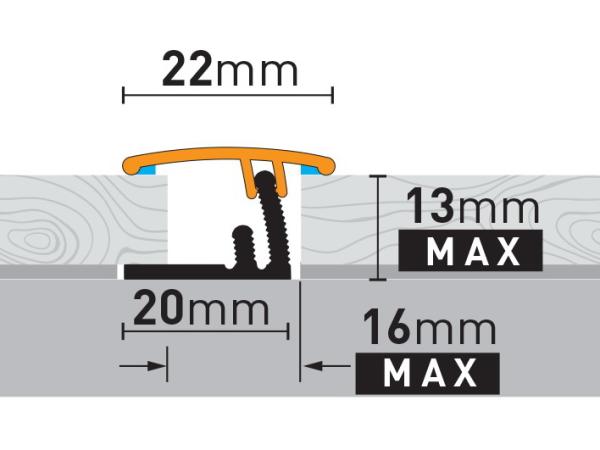 93 cm Übergangsprofil | Clipsystem | Silber gebürstet