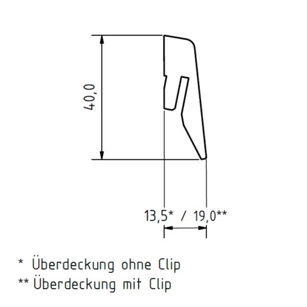 Sockelleiste 40 mm Cube | K40C | Weiß