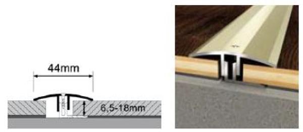 Duo- Übergangsprofil 1300 x 34 mm | 6,5 - 18 mm Höhe | Edelstahl