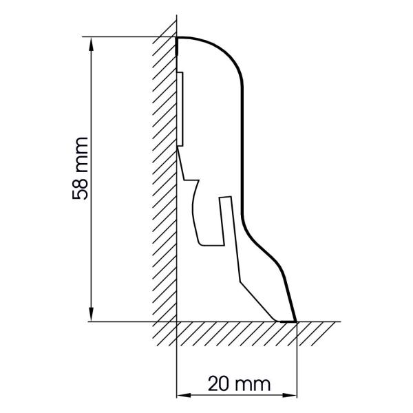 Nussbaum hell - Sockelleiste 58mm Classic